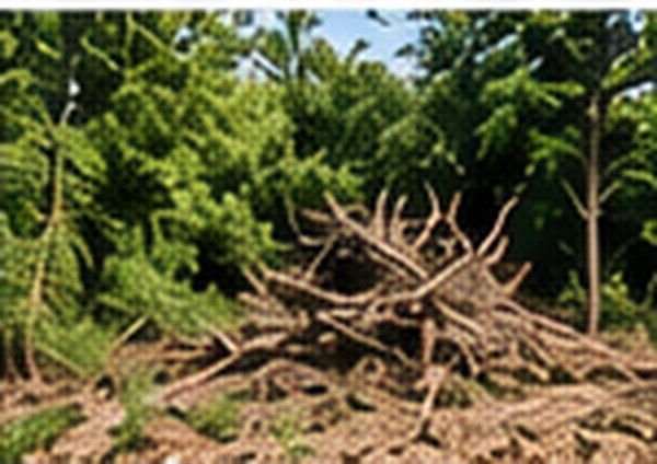 Pile of cleared brush and limbs