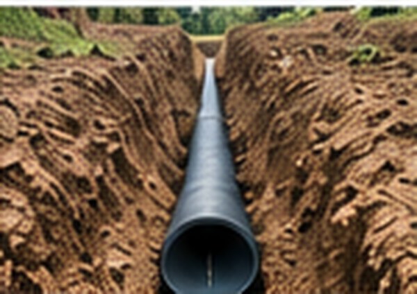 Drain pipe laid in an open trench