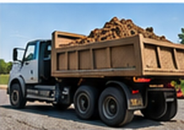 Dump truck loaded with dirt